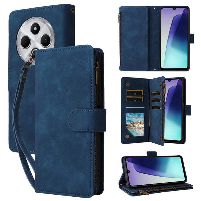 Estuche multifuncional de cuero para teléfono con cremallera y billetera esmerilada, For Redmi Note 15 Pro+ 5G Global 163.3mm, For Redmi Note 15 4G / 5G Global 164mm, For Redmi Note 15 Pro 4G Global 163.2mm, For Redmi Note 15 Pro 5G Global 163.6mm     ...