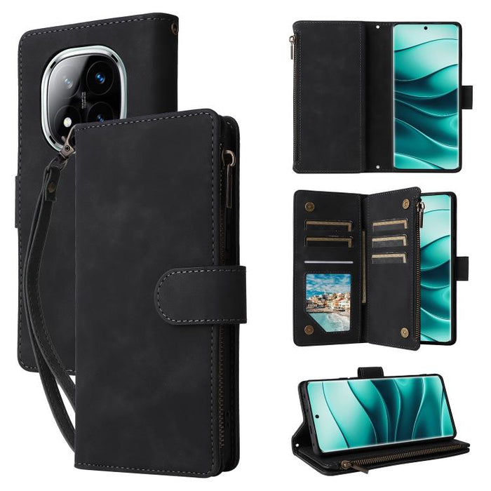 Estuche multifuncional de cuero para teléfono con cremallera y billetera esmerilada, For Redmi Note 15 Pro+ 5G Global 163.3mm, For Redmi Note 15 4G / 5G Global 164mm, For Redmi Note 15 Pro 4G Global 163.2mm, For Redmi Note 15 Pro 5G Global 163.6mm     ...