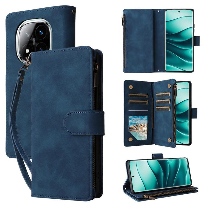 Estuche multifuncional de cuero para teléfono con cremallera y billetera esmerilada, For Redmi Note 15 Pro+ 5G Global 163.3mm, For Redmi Note 15 4G / 5G Global 164mm, For Redmi Note 15 Pro 4G Global 163.2mm, For Redmi Note 15 Pro 5G Global 163.6mm     ...