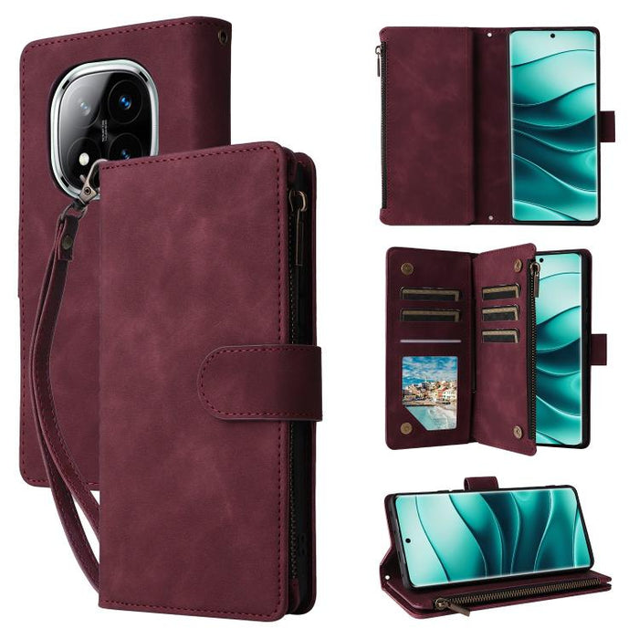 Estuche multifuncional de cuero para teléfono con cremallera y billetera esmerilada, For Redmi Note 15 Pro+ 5G Global 163.3mm, For Redmi Note 15 4G / 5G Global 164mm, For Redmi Note 15 Pro 4G Global 163.2mm, For Redmi Note 15 Pro 5G Global 163.6mm     ...