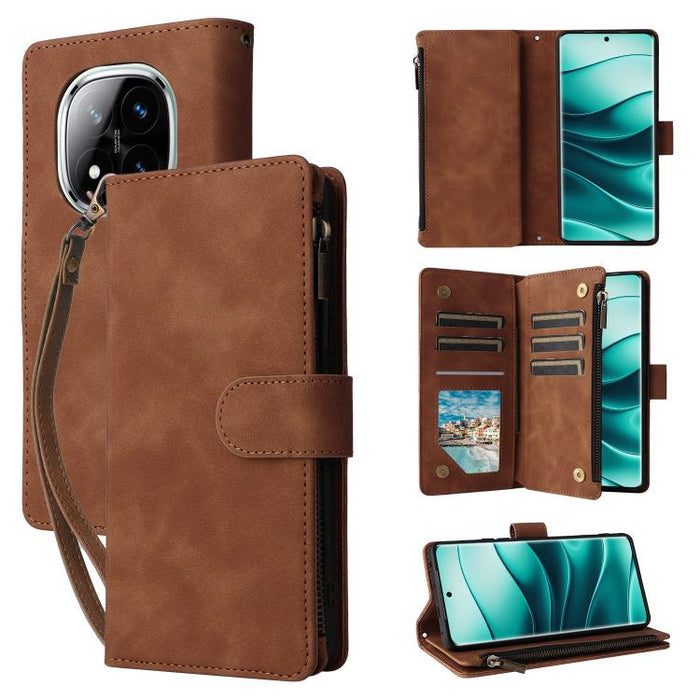 Estuche multifuncional de cuero para teléfono con cremallera y billetera esmerilada, For Redmi Note 15 Pro+ 5G Global 163.3mm, For Redmi Note 15 4G / 5G Global 164mm, For Redmi Note 15 Pro 4G Global 163.2mm, For Redmi Note 15 Pro 5G Global 163.6mm     ...