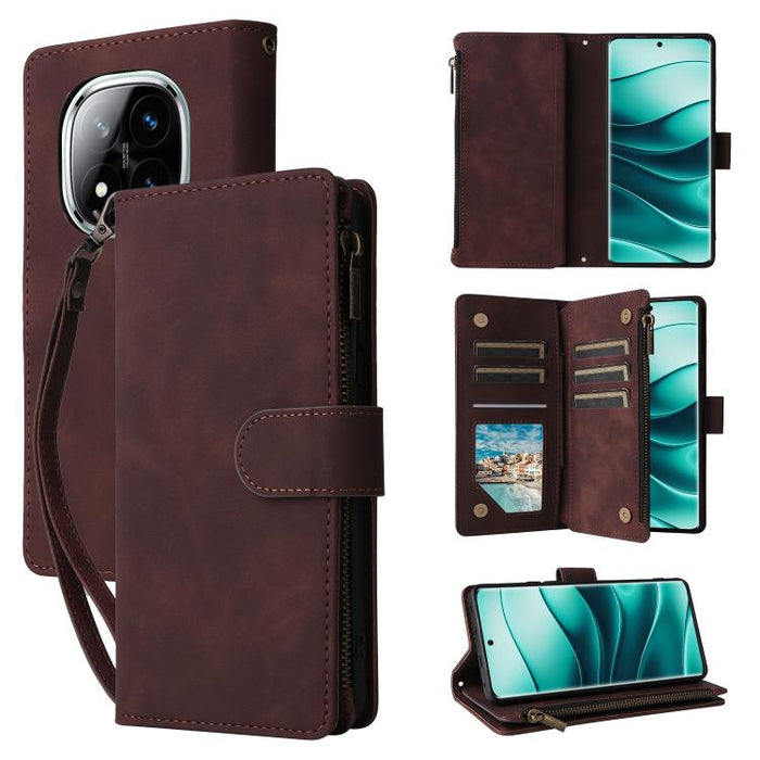 Estuche multifuncional de cuero para teléfono con cremallera y billetera esmerilada, For Redmi Note 15 Pro+ 5G Global 163.3mm, For Redmi Note 15 4G / 5G Global 164mm, For Redmi Note 15 Pro 4G Global 163.2mm, For Redmi Note 15 Pro 5G Global 163.6mm     ...