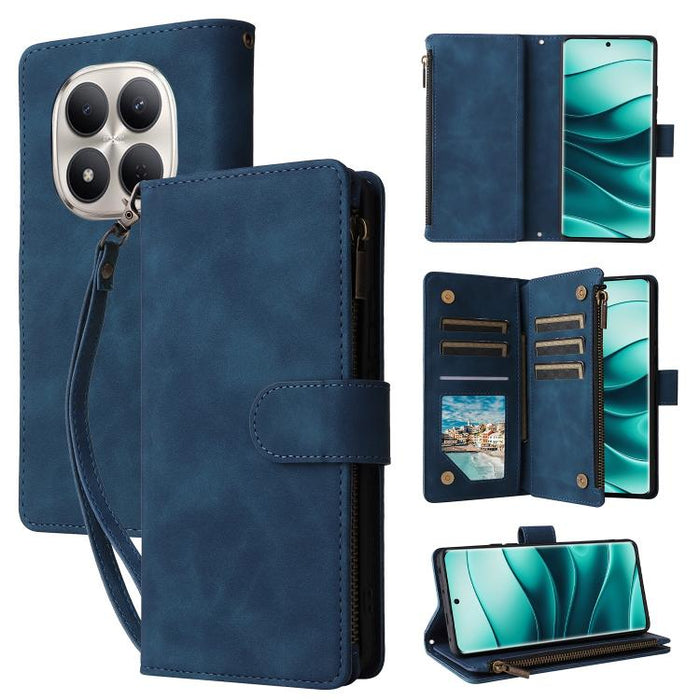 Estuche multifuncional de cuero para teléfono con cremallera y billetera esmerilada, For Redmi Note 15 Pro+ 5G Global 163.3mm, For Redmi Note 15 4G / 5G Global 164mm, For Redmi Note 15 Pro 4G Global 163.2mm, For Redmi Note 15 Pro 5G Global 163.6mm     ...