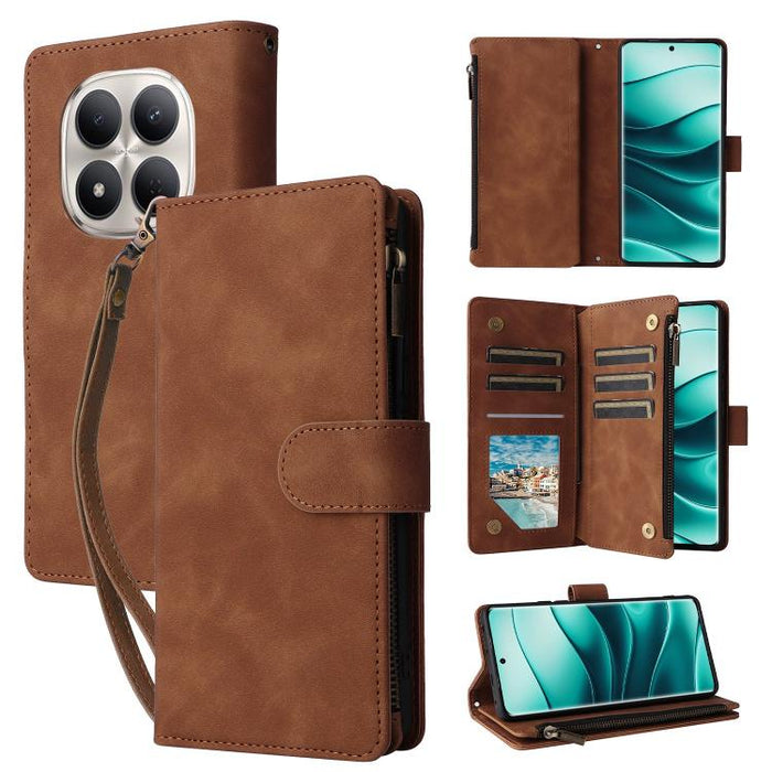 Estuche multifuncional de cuero para teléfono con cremallera y billetera esmerilada, For Redmi Note 15 Pro+ 5G Global 163.3mm, For Redmi Note 15 4G / 5G Global 164mm, For Redmi Note 15 Pro 4G Global 163.2mm, For Redmi Note 15 Pro 5G Global 163.6mm     ...