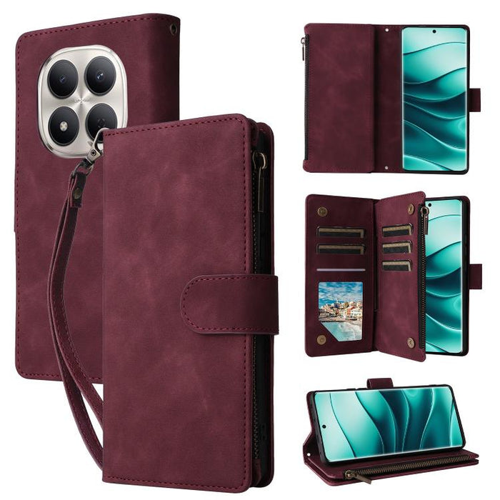 Estuche multifuncional de cuero para teléfono con cremallera y billetera esmerilada, For Redmi Note 15 Pro+ 5G Global 163.3mm, For Redmi Note 15 4G / 5G Global 164mm, For Redmi Note 15 Pro 4G Global 163.2mm, For Redmi Note 15 Pro 5G Global 163.6mm     ...