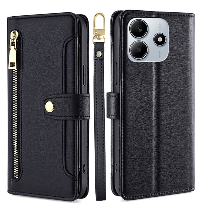 Funda de cuero para teléfono con cremallera y diseño cruzado con textura de oveja, For Redmi A7 Pro 171mm / Poco C85x 5G, For Redmi Turbo 5 Max 5G / Poco X8 Pro Max 5G, For Redmi Turbo 5 5G / Poco X8 Pro 5G, For Redmi K90 Pro Max 5G / Poco F8 Ultra    ...