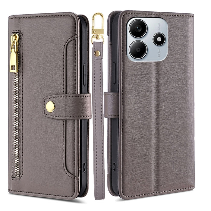 Funda de cuero para teléfono con cremallera y diseño cruzado con textura de oveja, For Redmi A7 Pro 171mm / Poco C85x 5G, For Redmi Turbo 5 Max 5G / Poco X8 Pro Max 5G, For Redmi Turbo 5 5G / Poco X8 Pro 5G, For Redmi K90 Pro Max 5G / Poco F8 Ultra    ...