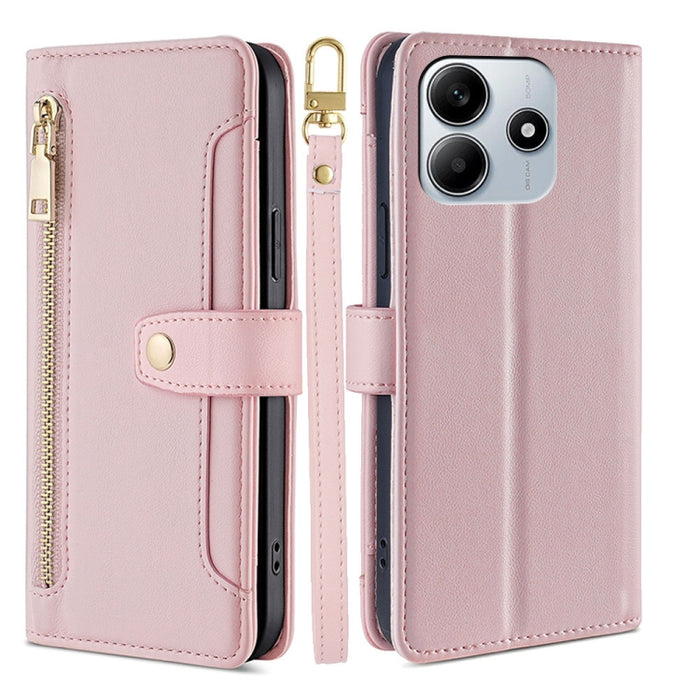 Funda de cuero para teléfono con cremallera y diseño cruzado con textura de oveja, For Redmi A7 Pro 171mm / Poco C85x 5G, For Redmi Turbo 5 Max 5G / Poco X8 Pro Max 5G, For Redmi Turbo 5 5G / Poco X8 Pro 5G, For Redmi K90 Pro Max 5G / Poco F8 Ultra    ...