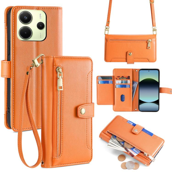 Funda de cuero para teléfono con cremallera y diseño cruzado con textura de oveja, For Redmi A7 Pro 171mm / Poco C85x 5G, For Redmi Turbo 5 Max 5G / Poco X8 Pro Max 5G, For Redmi Turbo 5 5G / Poco X8 Pro 5G, For Redmi K90 Pro Max 5G / Poco F8 Ultra    ...