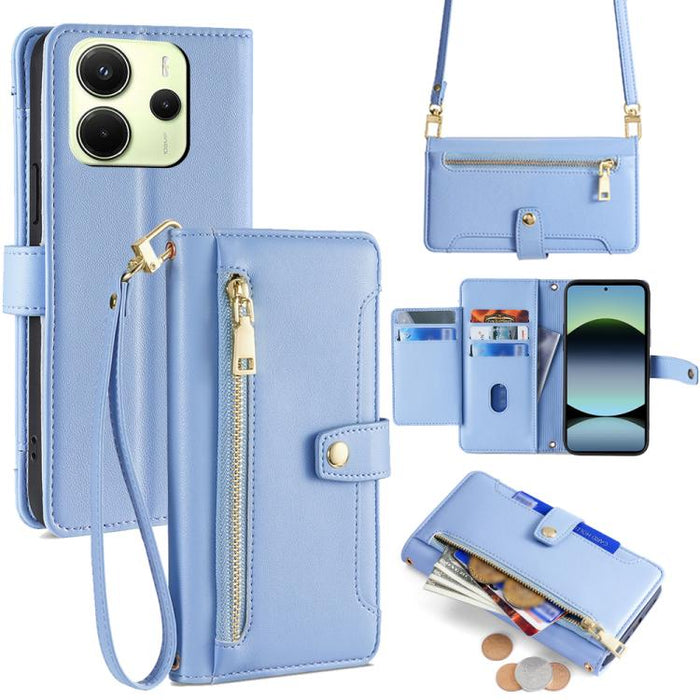Funda de cuero para teléfono con cremallera y diseño cruzado con textura de oveja, For Redmi A7 Pro 171mm / Poco C85x 5G, For Redmi Turbo 5 Max 5G / Poco X8 Pro Max 5G, For Redmi Turbo 5 5G / Poco X8 Pro 5G, For Redmi K90 Pro Max 5G / Poco F8 Ultra    ...