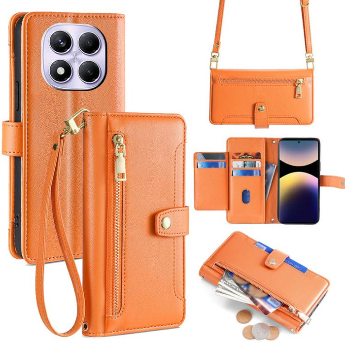 Funda de cuero para teléfono con cremallera y diseño cruzado con textura de oveja, For Redmi A7 Pro 171mm / Poco C85x 5G, For Redmi Turbo 5 Max 5G / Poco X8 Pro Max 5G, For Redmi Turbo 5 5G / Poco X8 Pro 5G, For Redmi K90 Pro Max 5G / Poco F8 Ultra    ...