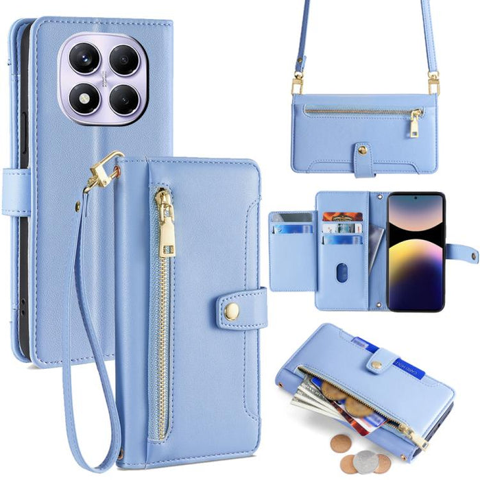 Funda de cuero para teléfono con cremallera y diseño cruzado con textura de oveja, For Redmi A7 Pro 171mm / Poco C85x 5G, For Redmi Turbo 5 Max 5G / Poco X8 Pro Max 5G, For Redmi Turbo 5 5G / Poco X8 Pro 5G, For Redmi K90 Pro Max 5G / Poco F8 Ultra    ...