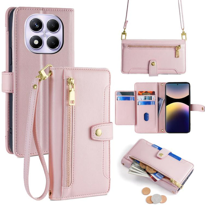 Funda de cuero para teléfono con cremallera y diseño cruzado con textura de oveja, For Redmi A7 Pro 171mm / Poco C85x 5G, For Redmi Turbo 5 Max 5G / Poco X8 Pro Max 5G, For Redmi Turbo 5 5G / Poco X8 Pro 5G, For Redmi K90 Pro Max 5G / Poco F8 Ultra    ...