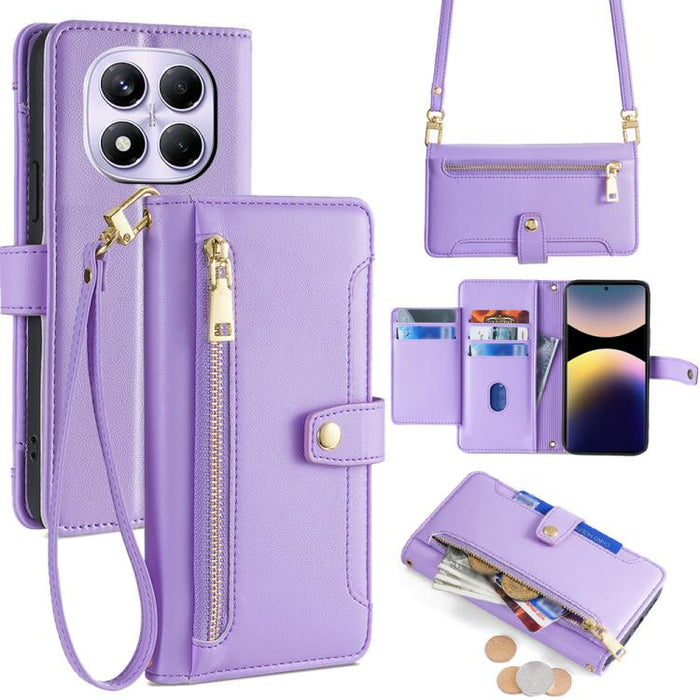 Funda de cuero para teléfono con cremallera y diseño cruzado con textura de oveja, For Redmi A7 Pro 171mm / Poco C85x 5G, For Redmi Turbo 5 Max 5G / Poco X8 Pro Max 5G, For Redmi Turbo 5 5G / Poco X8 Pro 5G, For Redmi K90 Pro Max 5G / Poco F8 Ultra    ...