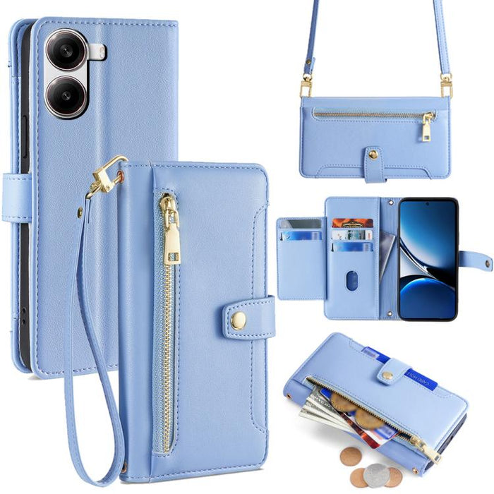 Funda de cuero para teléfono con cremallera y diseño cruzado con textura de oveja, For Redmi A7 Pro 171mm / Poco C85x 5G, For Redmi Turbo 5 Max 5G / Poco X8 Pro Max 5G, For Redmi Turbo 5 5G / Poco X8 Pro 5G, For Redmi K90 Pro Max 5G / Poco F8 Ultra    ...