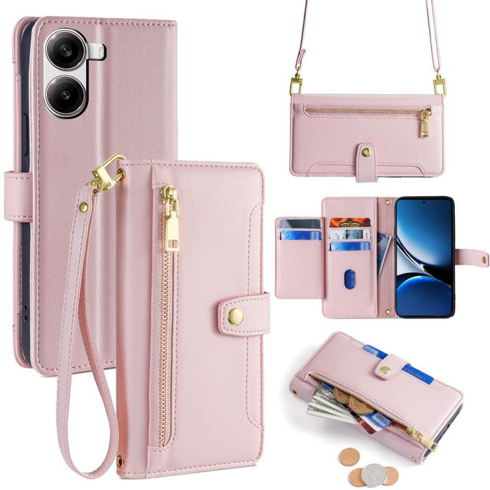 Funda de cuero para teléfono con cremallera y diseño cruzado con textura de oveja, For Redmi A7 Pro 171mm / Poco C85x 5G, For Redmi Turbo 5 Max 5G / Poco X8 Pro Max 5G, For Redmi Turbo 5 5G / Poco X8 Pro 5G, For Redmi K90 Pro Max 5G / Poco F8 Ultra    ...