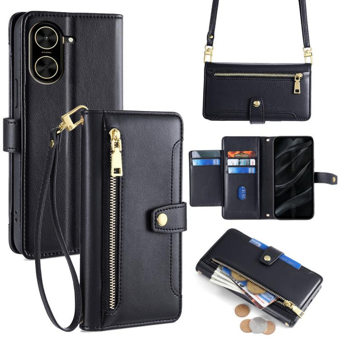 Funda de cuero para teléfono con cremallera y diseño cruzado con textura de oveja, For Redmi A7 Pro 171mm / Poco C85x 5G, For Redmi Turbo 5 Max 5G / Poco X8 Pro Max 5G, For Redmi Turbo 5 5G / Poco X8 Pro 5G, For Redmi K90 Pro Max 5G / Poco F8 Ultra    ...