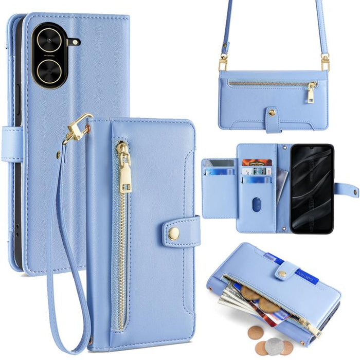 Funda de cuero para teléfono con cremallera y diseño cruzado con textura de oveja, For Redmi A7 Pro 171mm / Poco C85x 5G, For Redmi Turbo 5 Max 5G / Poco X8 Pro Max 5G, For Redmi Turbo 5 5G / Poco X8 Pro 5G, For Redmi K90 Pro Max 5G / Poco F8 Ultra    ...