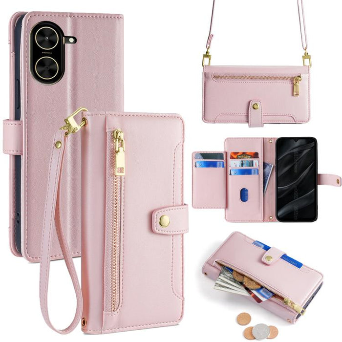 Funda de cuero para teléfono con cremallera y diseño cruzado con textura de oveja, For Redmi A7 Pro 171mm / Poco C85x 5G, For Redmi Turbo 5 Max 5G / Poco X8 Pro Max 5G, For Redmi Turbo 5 5G / Poco X8 Pro 5G, For Redmi K90 Pro Max 5G / Poco F8 Ultra    ...