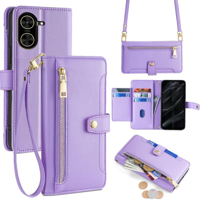 Funda de cuero para teléfono con cremallera y diseño cruzado con textura de oveja, For Redmi A7 Pro 171mm / Poco C85x 5G, For Redmi Turbo 5 Max 5G / Poco X8 Pro Max 5G, For Redmi Turbo 5 5G / Poco X8 Pro 5G, For Redmi K90 Pro Max 5G / Poco F8 Ultra    ...
