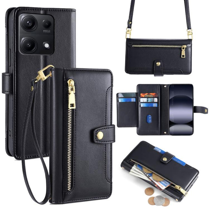 Funda de cuero para teléfono con cremallera y diseño cruzado con textura de oveja, For Redmi A7 Pro 171mm / Poco C85x 5G, For Redmi Turbo 5 Max 5G / Poco X8 Pro Max 5G, For Redmi Turbo 5 5G / Poco X8 Pro 5G, For Redmi K90 Pro Max 5G / Poco F8 Ultra    ...