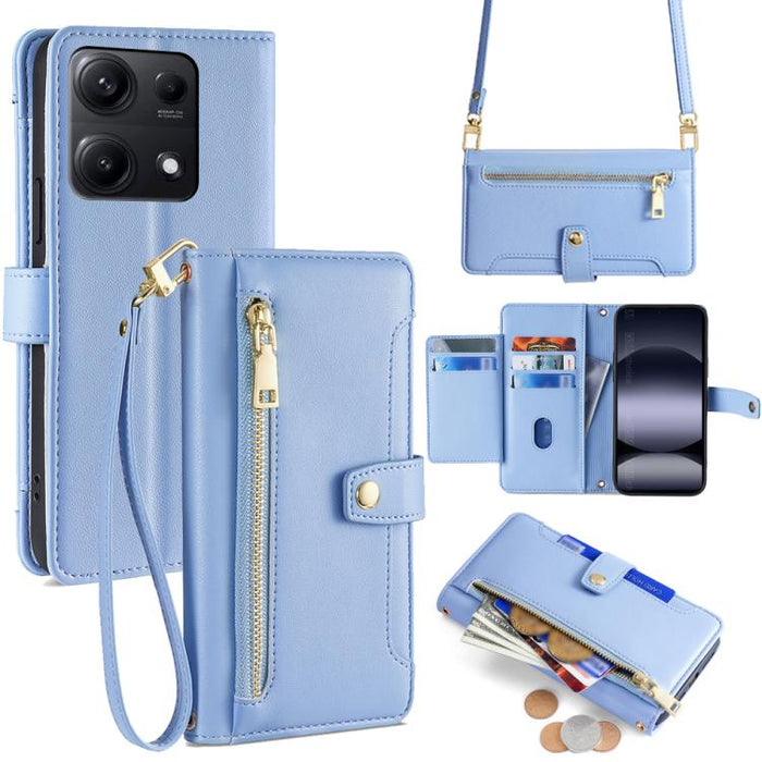 Funda de cuero para teléfono con cremallera y diseño cruzado con textura de oveja, For Redmi A7 Pro 171mm / Poco C85x 5G, For Redmi Turbo 5 Max 5G / Poco X8 Pro Max 5G, For Redmi Turbo 5 5G / Poco X8 Pro 5G, For Redmi K90 Pro Max 5G / Poco F8 Ultra    ...