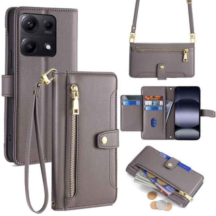 Funda de cuero para teléfono con cremallera y diseño cruzado con textura de oveja, For Redmi A7 Pro 171mm / Poco C85x 5G, For Redmi Turbo 5 Max 5G / Poco X8 Pro Max 5G, For Redmi Turbo 5 5G / Poco X8 Pro 5G, For Redmi K90 Pro Max 5G / Poco F8 Ultra    ...