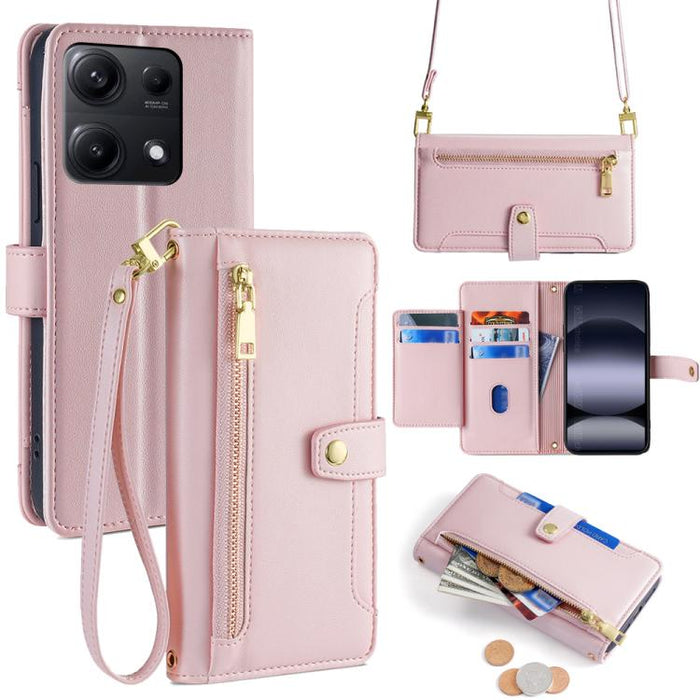Funda de cuero para teléfono con cremallera y diseño cruzado con textura de oveja, For Redmi A7 Pro 171mm / Poco C85x 5G, For Redmi Turbo 5 Max 5G / Poco X8 Pro Max 5G, For Redmi Turbo 5 5G / Poco X8 Pro 5G, For Redmi K90 Pro Max 5G / Poco F8 Ultra    ...