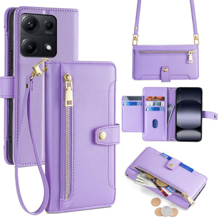 Funda de cuero para teléfono con cremallera y diseño cruzado con textura de oveja, For Redmi A7 Pro 171mm / Poco C85x 5G, For Redmi Turbo 5 Max 5G / Poco X8 Pro Max 5G, For Redmi Turbo 5 5G / Poco X8 Pro 5G, For Redmi K90 Pro Max 5G / Poco F8 Ultra    ...