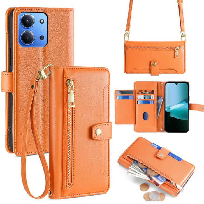Funda de cuero para teléfono con cremallera y diseño cruzado con textura de oveja, For Redmi A7 Pro 171mm / Poco C85x 5G, For Redmi Turbo 5 Max 5G / Poco X8 Pro Max 5G, For Redmi Turbo 5 5G / Poco X8 Pro 5G, For Redmi K90 Pro Max 5G / Poco F8 Ultra    ...