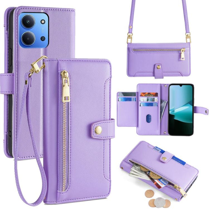 Funda de cuero para teléfono con cremallera y diseño cruzado con textura de oveja, For Redmi A7 Pro 171mm / Poco C85x 5G, For Redmi Turbo 5 Max 5G / Poco X8 Pro Max 5G, For Redmi Turbo 5 5G / Poco X8 Pro 5G, For Redmi K90 Pro Max 5G / Poco F8 Ultra    ...