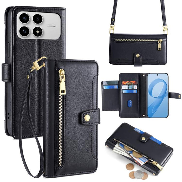 Funda de cuero para teléfono con cremallera y diseño cruzado con textura de oveja, For Redmi A7 Pro 171mm / Poco C85x 5G, For Redmi Turbo 5 Max 5G / Poco X8 Pro Max 5G, For Redmi Turbo 5 5G / Poco X8 Pro 5G, For Redmi K90 Pro Max 5G / Poco F8 Ultra    ...