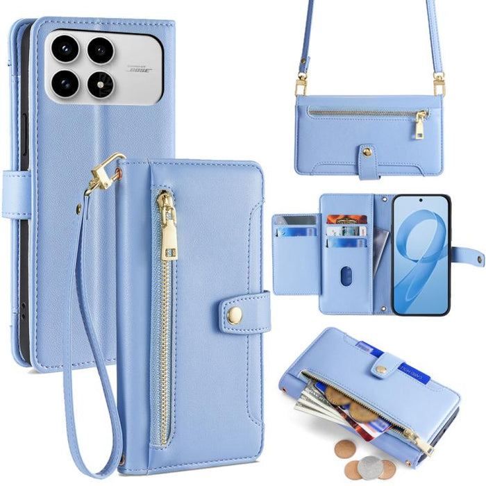 Funda de cuero para teléfono con cremallera y diseño cruzado con textura de oveja, For Redmi A7 Pro 171mm / Poco C85x 5G, For Redmi Turbo 5 Max 5G / Poco X8 Pro Max 5G, For Redmi Turbo 5 5G / Poco X8 Pro 5G, For Redmi K90 Pro Max 5G / Poco F8 Ultra    ...