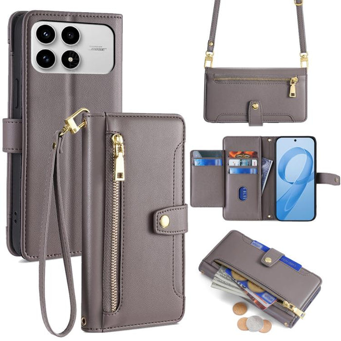 Funda de cuero para teléfono con cremallera y diseño cruzado con textura de oveja, For Redmi A7 Pro 171mm / Poco C85x 5G, For Redmi Turbo 5 Max 5G / Poco X8 Pro Max 5G, For Redmi Turbo 5 5G / Poco X8 Pro 5G, For Redmi K90 Pro Max 5G / Poco F8 Ultra    ...