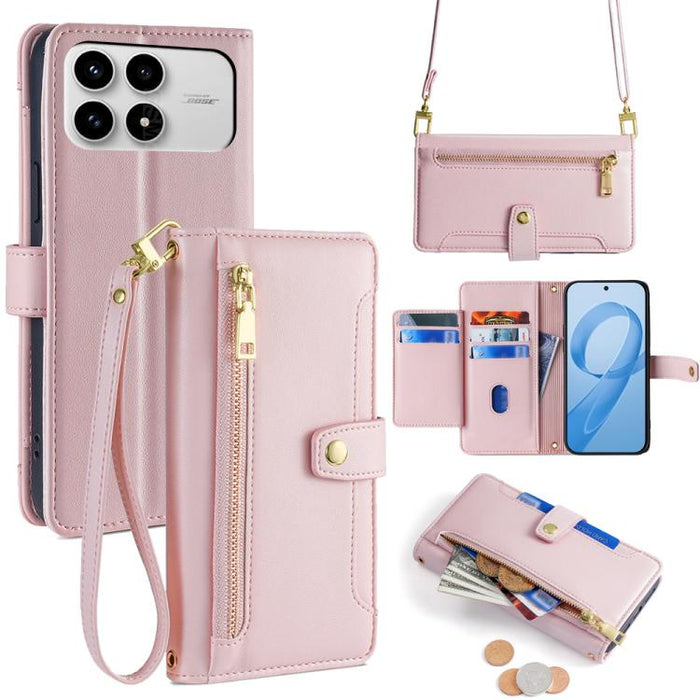 Funda de cuero para teléfono con cremallera y diseño cruzado con textura de oveja, For Redmi A7 Pro 171mm / Poco C85x 5G, For Redmi Turbo 5 Max 5G / Poco X8 Pro Max 5G, For Redmi Turbo 5 5G / Poco X8 Pro 5G, For Redmi K90 Pro Max 5G / Poco F8 Ultra    ...
