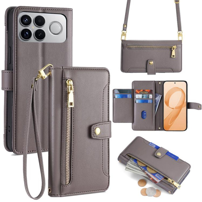 Funda de cuero para teléfono con cremallera y diseño cruzado con textura de oveja, For Redmi A7 Pro 171mm / Poco C85x 5G, For Redmi Turbo 5 Max 5G / Poco X8 Pro Max 5G, For Redmi Turbo 5 5G / Poco X8 Pro 5G, For Redmi K90 Pro Max 5G / Poco F8 Ultra    ...