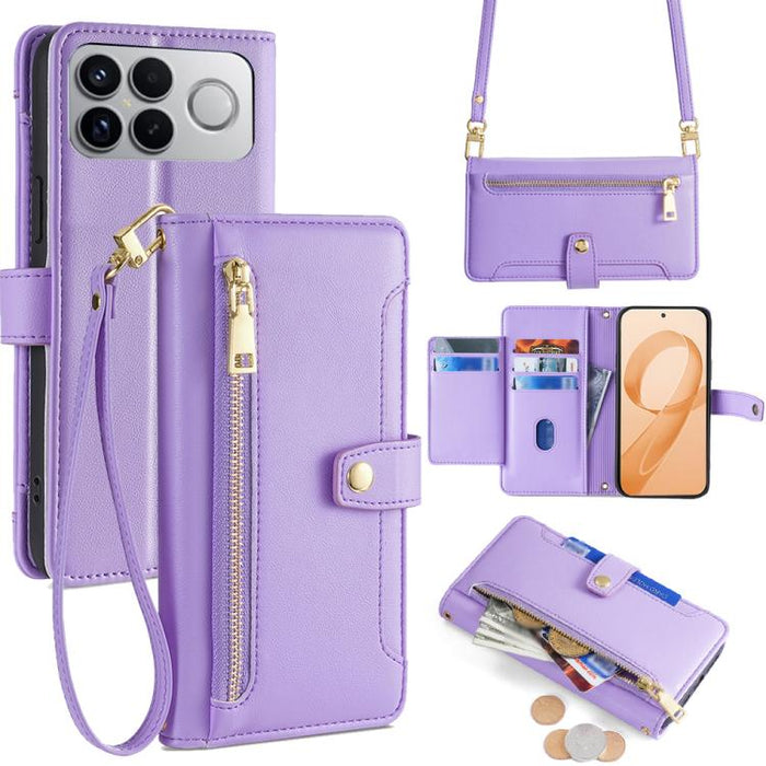 Funda de cuero para teléfono con cremallera y diseño cruzado con textura de oveja, For Redmi A7 Pro 171mm / Poco C85x 5G, For Redmi Turbo 5 Max 5G / Poco X8 Pro Max 5G, For Redmi Turbo 5 5G / Poco X8 Pro 5G, For Redmi K90 Pro Max 5G / Poco F8 Ultra    ...