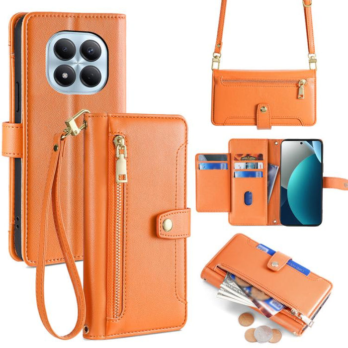 Funda de cuero para teléfono con cremallera y diseño cruzado con textura de oveja, For Redmi A7 Pro 171mm / Poco C85x 5G, For Redmi Turbo 5 Max 5G / Poco X8 Pro Max 5G, For Redmi Turbo 5 5G / Poco X8 Pro 5G, For Redmi K90 Pro Max 5G / Poco F8 Ultra    ...