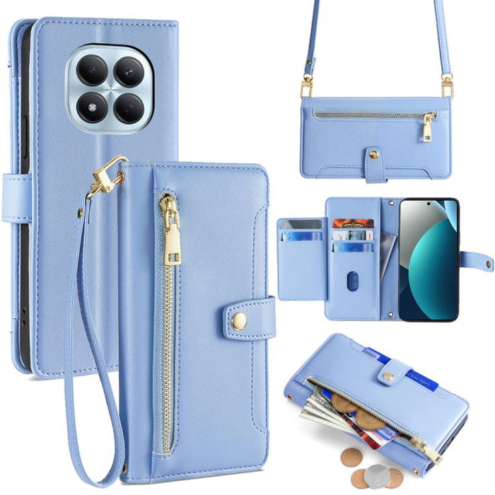 Funda de cuero para teléfono con cremallera y diseño cruzado con textura de oveja, For Redmi A7 Pro 171mm / Poco C85x 5G, For Redmi Turbo 5 Max 5G / Poco X8 Pro Max 5G, For Redmi Turbo 5 5G / Poco X8 Pro 5G, For Redmi K90 Pro Max 5G / Poco F8 Ultra    ...