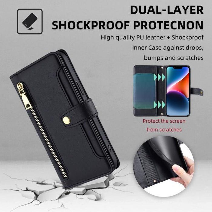 Funda de cuero para teléfono con cremallera y diseño cruzado con textura de oveja, For Redmi A7 Pro 171mm / Poco C85x 5G, For Redmi Turbo 5 Max 5G / Poco X8 Pro Max 5G, For Redmi Turbo 5 5G / Poco X8 Pro 5G, For Redmi K90 Pro Max 5G / Poco F8 Ultra    ...