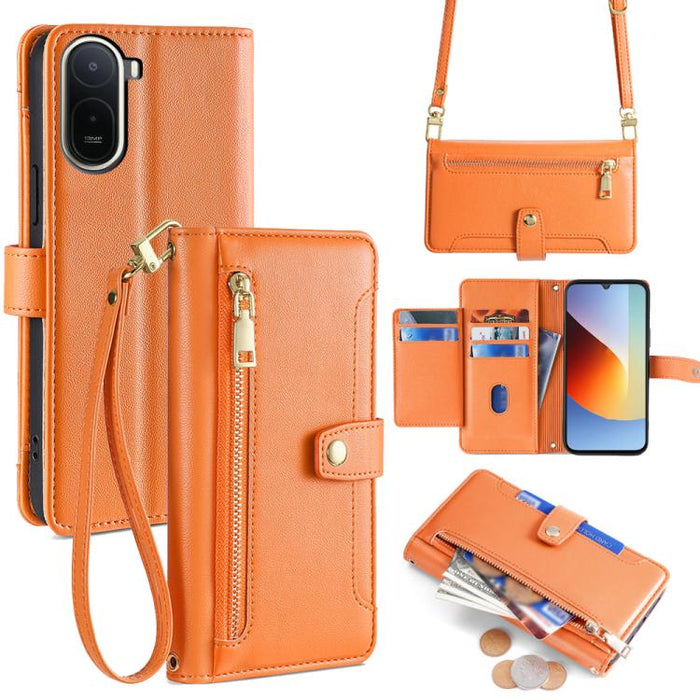 Funda de cuero para teléfono con cremallera y diseño cruzado con textura de oveja, For Redmi A7 Pro 171mm / Poco C85x 5G, For Redmi Turbo 5 Max 5G / Poco X8 Pro Max 5G, For Redmi Turbo 5 5G / Poco X8 Pro 5G, For Redmi K90 Pro Max 5G / Poco F8 Ultra    ...