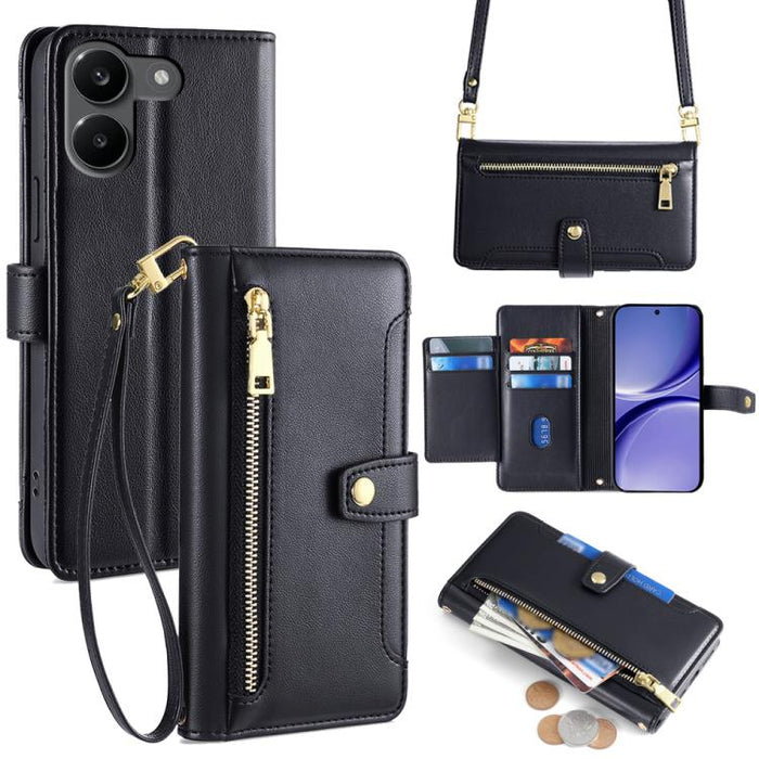 Funda de cuero para teléfono con cremallera y diseño cruzado con textura de oveja, For Redmi A7 Pro 171mm / Poco C85x 5G, For Redmi Turbo 5 Max 5G / Poco X8 Pro Max 5G, For Redmi Turbo 5 5G / Poco X8 Pro 5G, For Redmi K90 Pro Max 5G / Poco F8 Ultra    ...