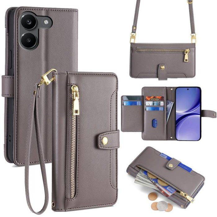 Funda de cuero para teléfono con cremallera y diseño cruzado con textura de oveja, For Redmi A7 Pro 171mm / Poco C85x 5G, For Redmi Turbo 5 Max 5G / Poco X8 Pro Max 5G, For Redmi Turbo 5 5G / Poco X8 Pro 5G, For Redmi K90 Pro Max 5G / Poco F8 Ultra    ...