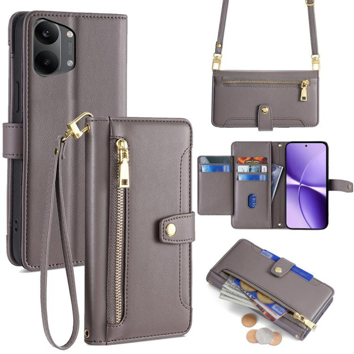 Funda de cuero para teléfono con cremallera y diseño cruzado con textura de oveja, For Redmi A7 Pro 171mm / Poco C85x 5G, For Redmi Turbo 5 Max 5G / Poco X8 Pro Max 5G, For Redmi Turbo 5 5G / Poco X8 Pro 5G, For Redmi K90 Pro Max 5G / Poco F8 Ultra    ...