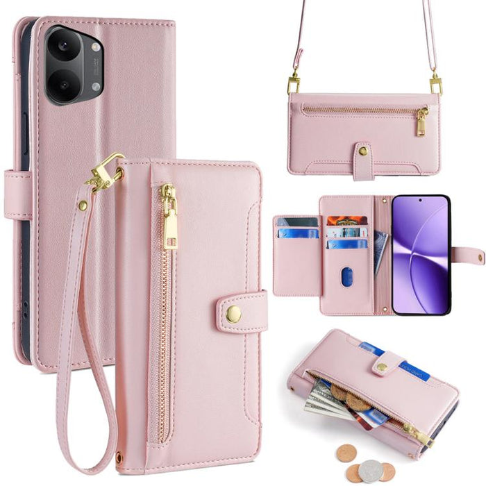 Funda de cuero para teléfono con cremallera y diseño cruzado con textura de oveja, For Redmi A7 Pro 171mm / Poco C85x 5G, For Redmi Turbo 5 Max 5G / Poco X8 Pro Max 5G, For Redmi Turbo 5 5G / Poco X8 Pro 5G, For Redmi K90 Pro Max 5G / Poco F8 Ultra    ...