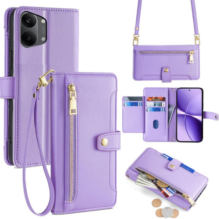 Funda de cuero para teléfono con cremallera y diseño cruzado con textura de oveja, For Redmi A7 Pro 171mm / Poco C85x 5G, For Redmi Turbo 5 Max 5G / Poco X8 Pro Max 5G, For Redmi Turbo 5 5G / Poco X8 Pro 5G, For Redmi K90 Pro Max 5G / Poco F8 Ultra    ...