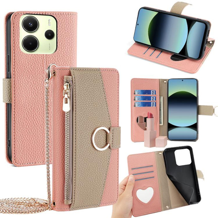 Funda para teléfono de piel con textura de lichi y diseño cruzado, For Redmi A7 Pro 171mm / Poco C85x 5G, For Redmi Turbo 5 Max 5G / Poco X8 Pro Max 5G, For Redmi Turbo 5 5G / Poco X8 Pro 5G, For Redmi K90 Pro Max / Poco F8 Ultra                       ...