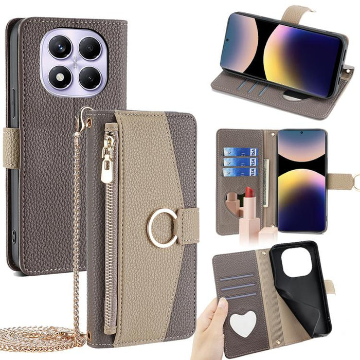 Funda para teléfono de piel con textura de lichi y diseño cruzado, For Redmi A7 Pro 171mm / Poco C85x 5G, For Redmi Turbo 5 Max 5G / Poco X8 Pro Max 5G, For Redmi Turbo 5 5G / Poco X8 Pro 5G, For Redmi K90 Pro Max / Poco F8 Ultra                       ...