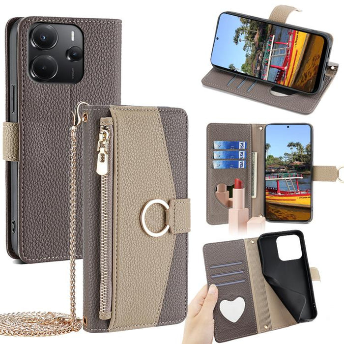 Funda para teléfono de piel con textura de lichi y diseño cruzado, For Redmi A7 Pro 171mm / Poco C85x 5G, For Redmi Turbo 5 Max 5G / Poco X8 Pro Max 5G, For Redmi Turbo 5 5G / Poco X8 Pro 5G, For Redmi K90 Pro Max / Poco F8 Ultra                       ...