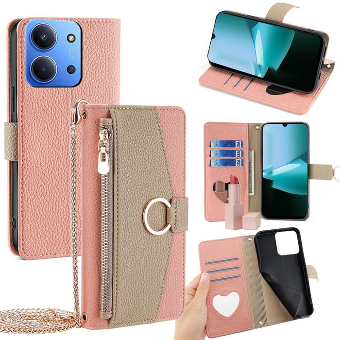 Funda para teléfono de piel con textura de lichi y diseño cruzado, For Redmi A7 Pro 171mm / Poco C85x 5G, For Redmi Turbo 5 Max 5G / Poco X8 Pro Max 5G, For Redmi Turbo 5 5G / Poco X8 Pro 5G, For Redmi K90 Pro Max / Poco F8 Ultra                       ...